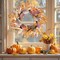Fall Wreath for Front Door - 22" Autumn Harvest Wreaths Artificial Farmhouse Wreath(Leaves)1"D x 1"W x 1"H